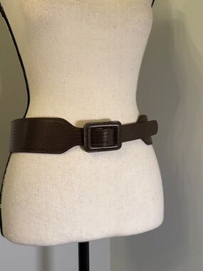 Banana Republic Wide Waist Belt Medium Brown Textured Genuine Leather Statement